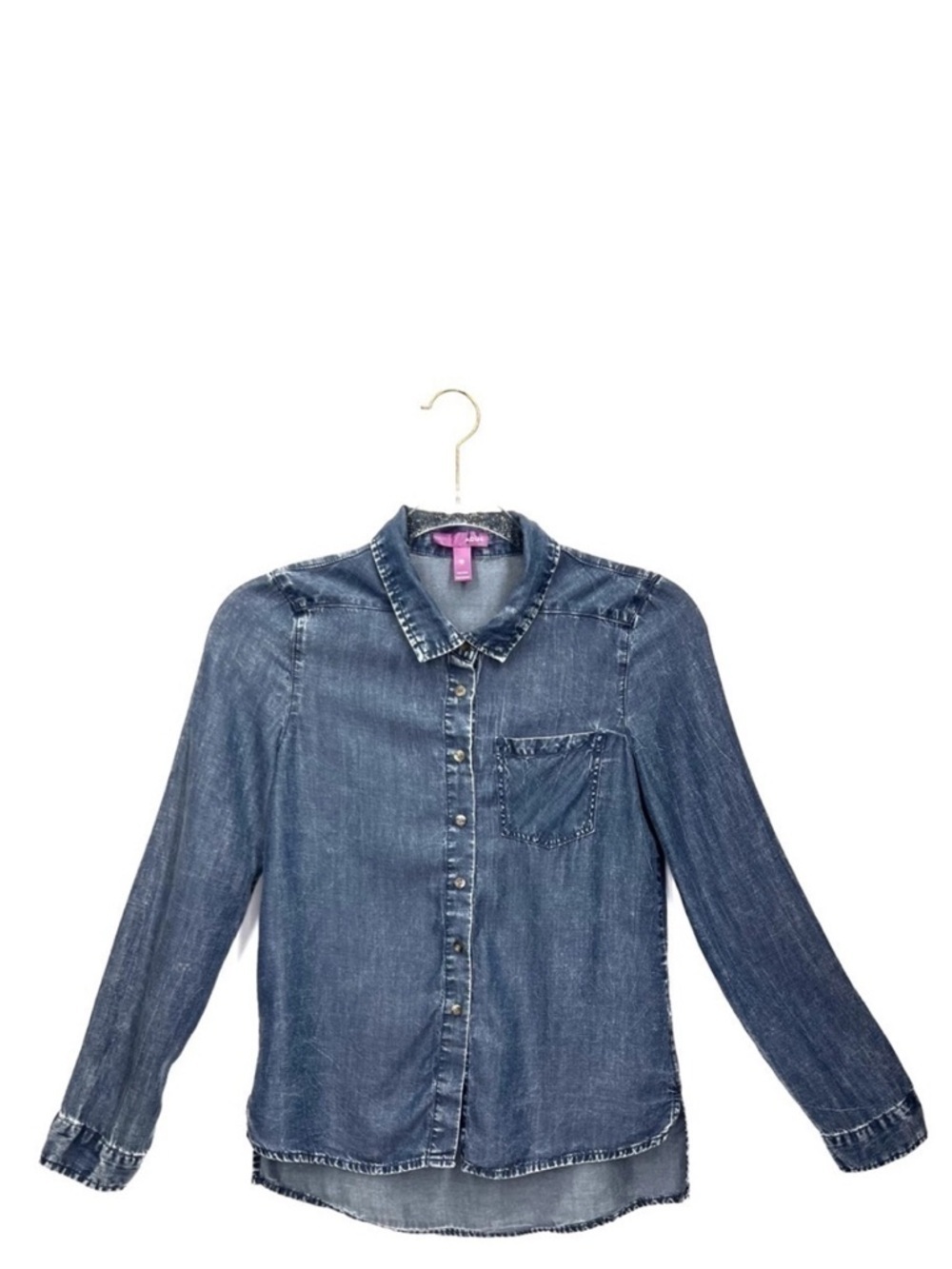 NEW Aqua Girl’s Button Down Shirt Size XL Chambray Denim Long Sleeve xl New